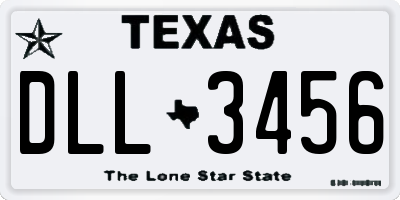 TX license plate DLL3456