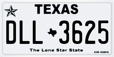 TX license plate DLL3625
