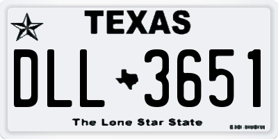 TX license plate DLL3651
