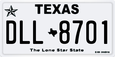 TX license plate DLL8701