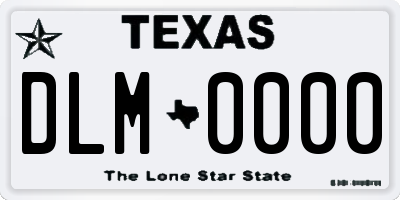 TX license plate DLM0000