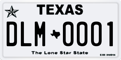 TX license plate DLM0001