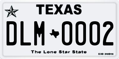 TX license plate DLM0002