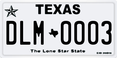 TX license plate DLM0003