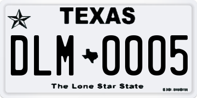 TX license plate DLM0005