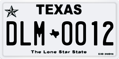 TX license plate DLM0012