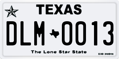 TX license plate DLM0013