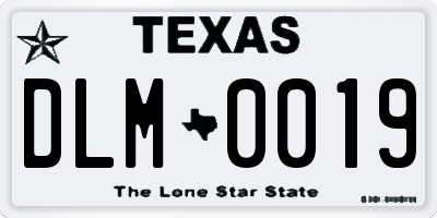 TX license plate DLM0019