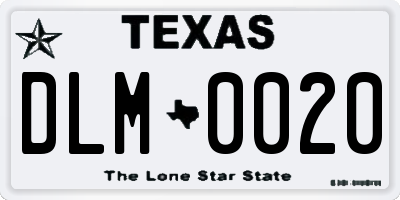 TX license plate DLM0020