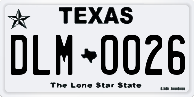 TX license plate DLM0026
