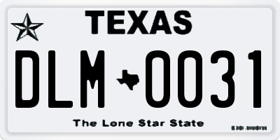 TX license plate DLM0031