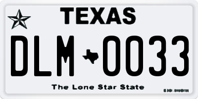 TX license plate DLM0033