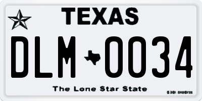 TX license plate DLM0034