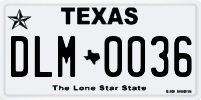 TX license plate DLM0036