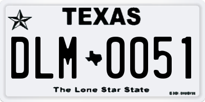TX license plate DLM0051
