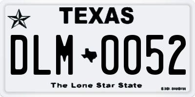 TX license plate DLM0052