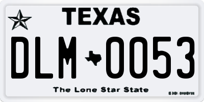 TX license plate DLM0053
