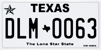 TX license plate DLM0063