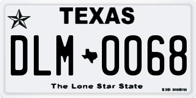 TX license plate DLM0068