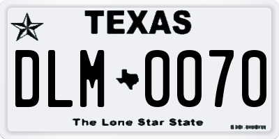TX license plate DLM0070