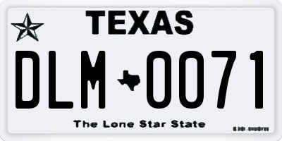 TX license plate DLM0071