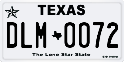 TX license plate DLM0072