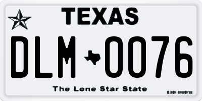 TX license plate DLM0076