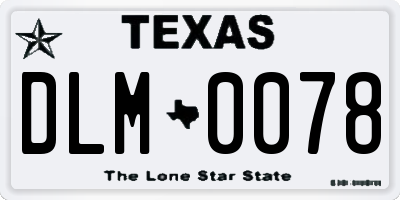 TX license plate DLM0078