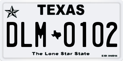 TX license plate DLM0102