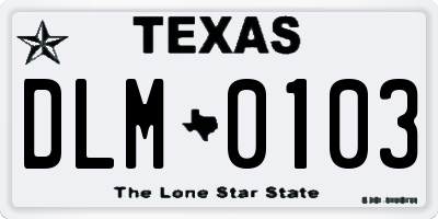 TX license plate DLM0103