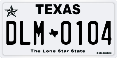 TX license plate DLM0104