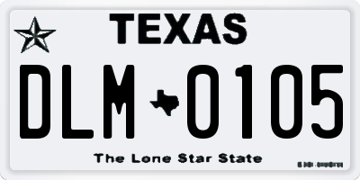 TX license plate DLM0105