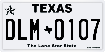 TX license plate DLM0107
