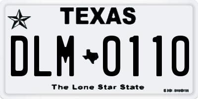 TX license plate DLM0110