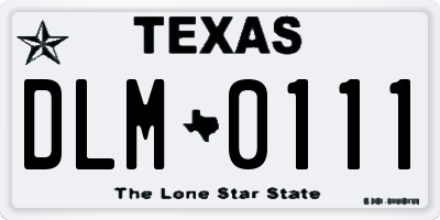 TX license plate DLM0111