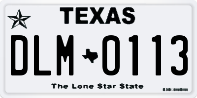 TX license plate DLM0113