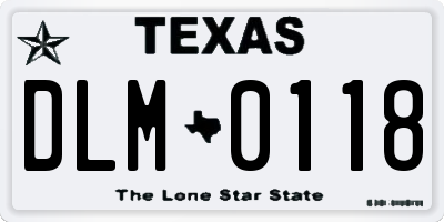 TX license plate DLM0118