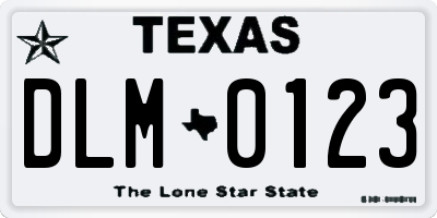 TX license plate DLM0123