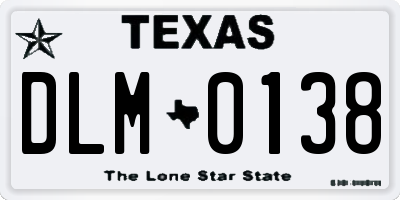 TX license plate DLM0138