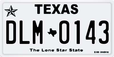 TX license plate DLM0143