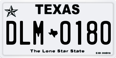 TX license plate DLM0180