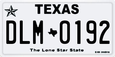 TX license plate DLM0192