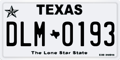 TX license plate DLM0193