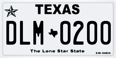 TX license plate DLM0200