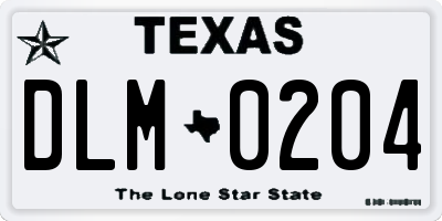 TX license plate DLM0204