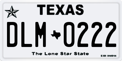 TX license plate DLM0222