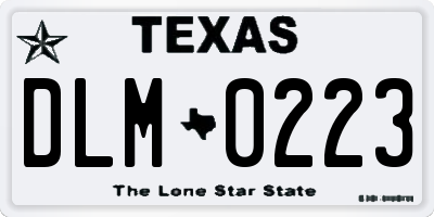 TX license plate DLM0223