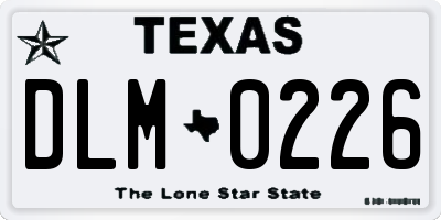 TX license plate DLM0226