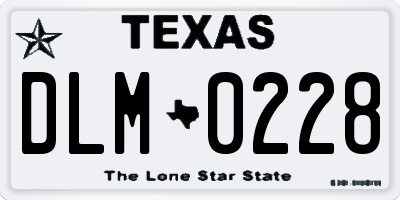 TX license plate DLM0228
