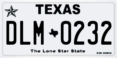 TX license plate DLM0232